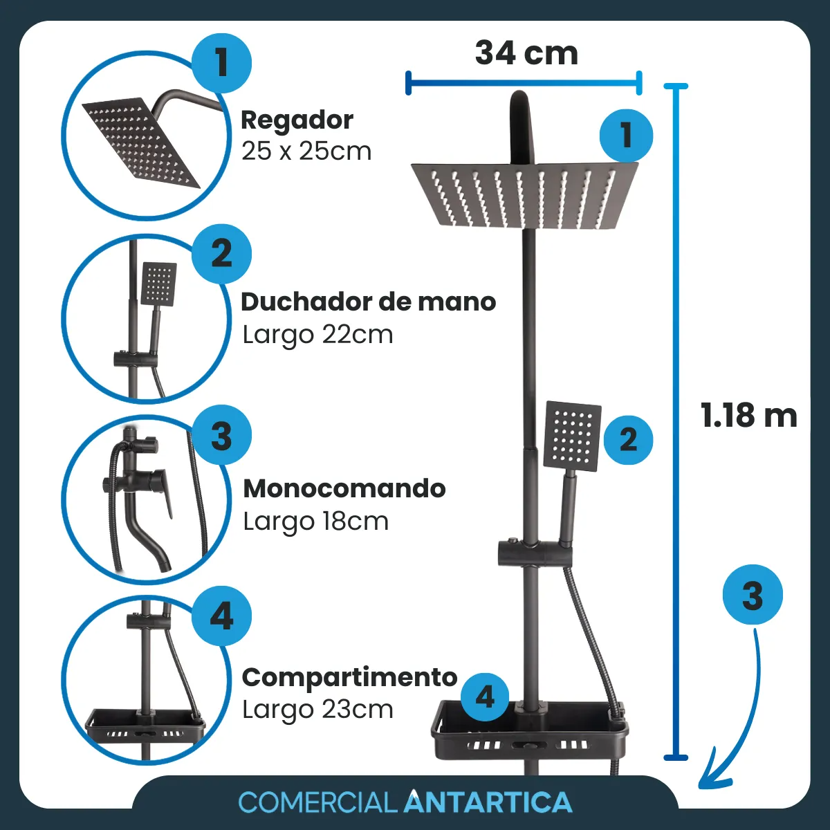 Columna de Ducha Exterior Negra